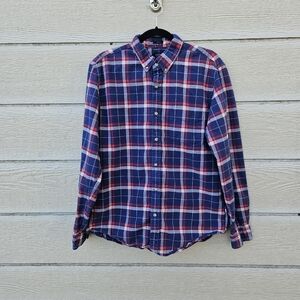J. Crew slim Oxford button down shirt red blue plaid size large